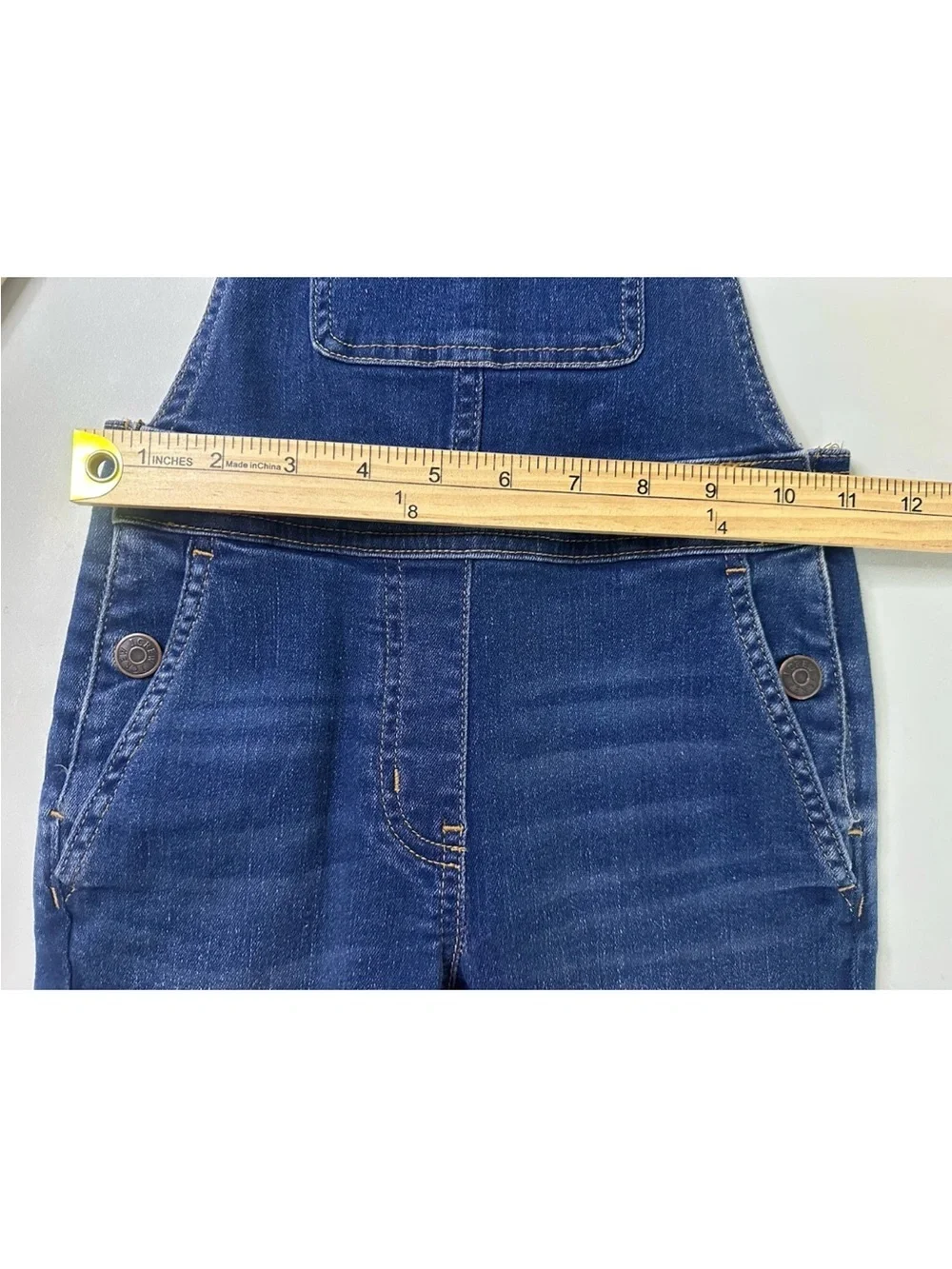 NWT Crewcuts Girls Denim Overall Sz 7 Cotton Blend Navy Blue Pockets Skinny - Picture 6 of 7
